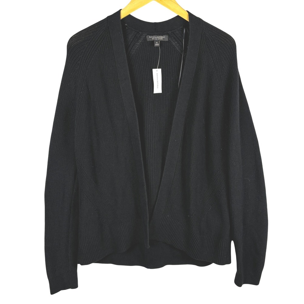 Banana Republic Women Longsleeve Cardigan Sweater Sz M Org Cotton Classic Office